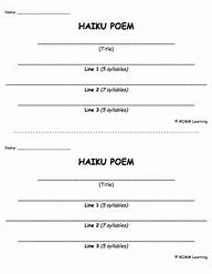 Image result for Haiku Poem Template