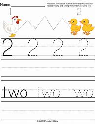 Image result for Number 2 Worksheet for Preschool Numer 1