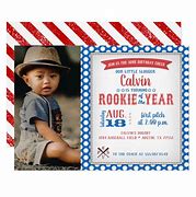 Image result for Rookie Year First Birthday Invitation