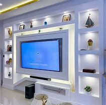 Image result for Modern TV Wall Units N Matching Wood Ceilings