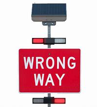 Image result for Wrong Way Driving Sign with Circular Beacons