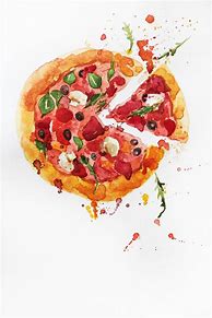Image result for Pizza Watercolor Painting