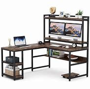 Image result for Halilaa Computer Desks Rustic Brown 59 Inches with Hutch