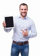 Image result for Man Standing Holding an iPad