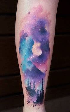 Watercolor tattoo - Galaxy Aurora Borealis Northern Lights Watercolor Tattoo - MyBodiArt.com... - TattooViral.com | Your Number One source for daily Tattoo designs, Ideas & Inspiration
