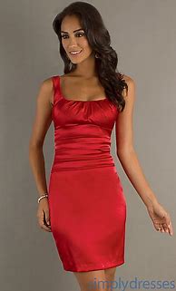 Image result for Red Satin Cocktail Dress