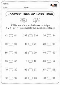 Image result for Second Grade Greater than Less than Worksheet