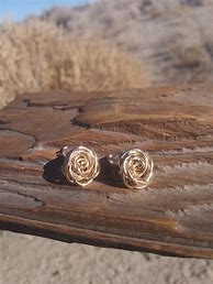 Image result for Solid Gold Rose Stud Earrings