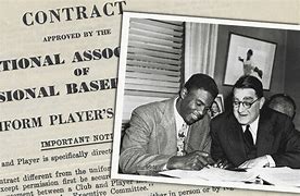 Image result for Picture of Jackie Robinson Signing with the Brooklyn Dodgers