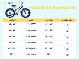 Image result for Bike Size Chart for Kids
