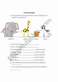 Image result for Compare the Height Worksheet