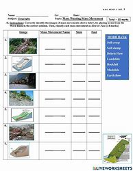 Image result for Mass Wasting Worksheet