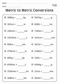 Image result for Metric to Standard Conversion Worksheet