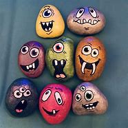 Image result for Funny Face Painted Rocks