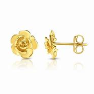 Image result for Yellow Gold Rose Stud Earrings