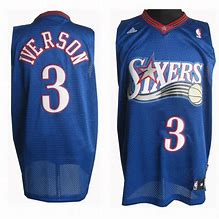 Image result for Allen Iverson Blue Sixers Jersey