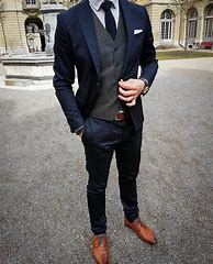 Image result for Navy Vest with Black Suit