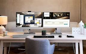 Image result for Home Office Double Monitor