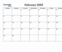 Image result for February 12 2005 Calendar