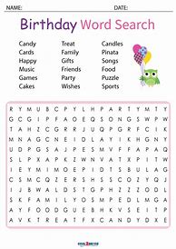 Image result for Free Printable Birthday Word Searches