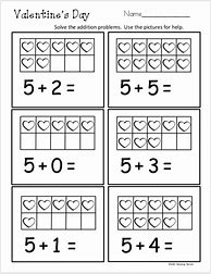 Image result for Valentine Math Worksheets for Kindergarten
