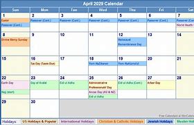 Image result for April 2029 Calendar