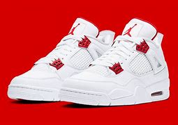 Image result for Jordan Retro 4 White and Red
