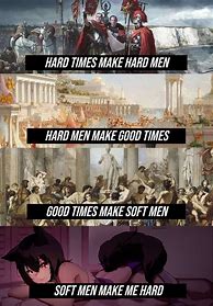 Image result for Hard Times Create Strong Men Meme