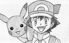 Image result for Pokemon Ash and Pikachu Drawing