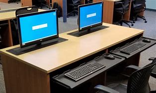 Image result for Computer Desk with Recessed Monitor