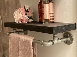 Image result for Bathroom Pipe Shelves
