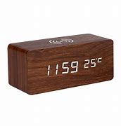 Image result for Wood LED Alarm Clock with Wireless Charger