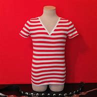 Image result for Red and White Striped V-Neck Shirt