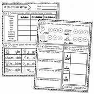 Image result for Syllable Worksheets 2nd Grade