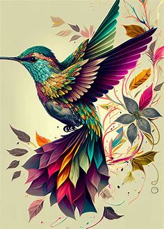 'Hummingbird Color Bird' Poster, picture, metal print, paint by DecoyDesign | Displate