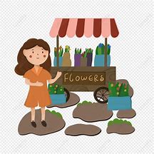 Image result for Girl Selling Flowers On a Basket Cartoon