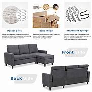 Image result for Walsunny Convertible Sectional Sofa Couch with Reversible Chaise, L-Shaped Couch with Modern Linen Fabric for Small Space (Dark Grey)