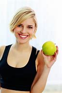 Image result for Happy Smiling Young Woman with Green Fresh Apple
