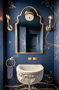 Image result for Blue and Gold Bathroom Wallpaper