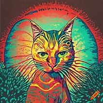 Image result for Trippy Cat Black and White