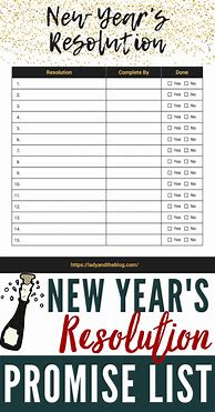 Image result for New Year Resolution Blank List
