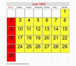 Image result for 1805 June Calendar