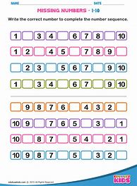 Image result for Missing Number Sequence Worksheets