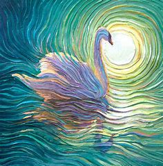 White Swan Energy Painting - Giclee Print - Energy Artist Julia