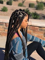 Image result for Brown Box Braids with Beads
