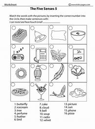 Image result for Worksheet Five Senses Black and White