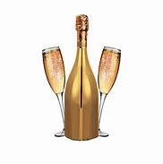 Image result for Gold Champagne Bottle and Two Wine Glasses