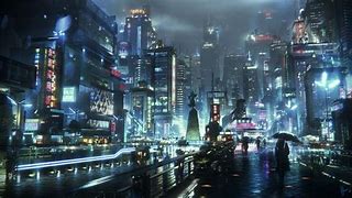 Image result for Futuristic Cyberpunk Anime City Night