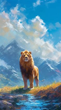 Painting with a running lion original animalism artwork lion in the desert lion on the hunt realism lion painted dynamic lion – Artofit