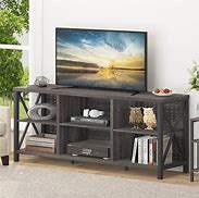 Image result for Wood and Metal Open Shelf TV Stand